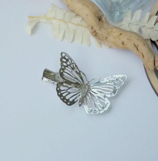 Pince à cheveux papillon argent Laoobijoux b